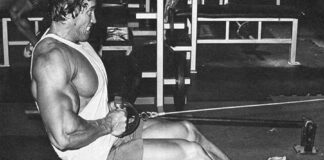 Treino de Costas do Arnold Schwarzenegger Barra Remada Baixa