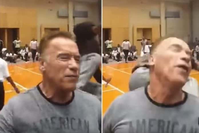Chute Arnold Schwarzenegger leva chute no Arnold Classic África