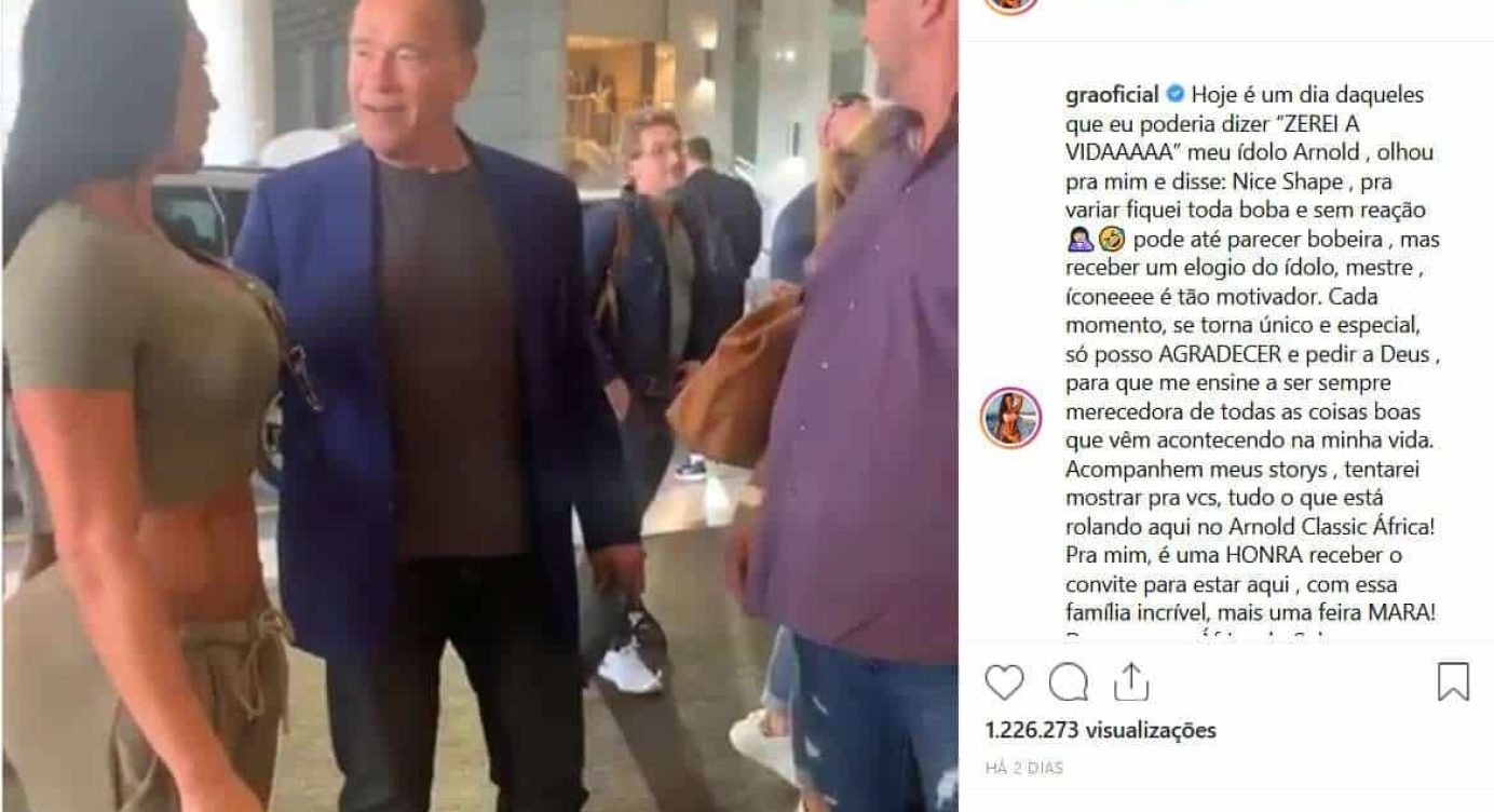 Gracyane Barbosa encontra Arnold Schwarzenegger e é surpreendida!