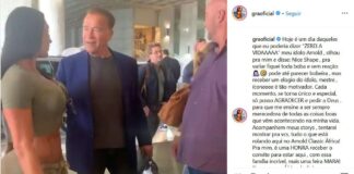 Gracyane Barbosa encontra Arnold Schwarzenegger