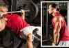 Treino para Peito e Tríceps (para avançados) Homem realizando supino reto e tríceps na academia.