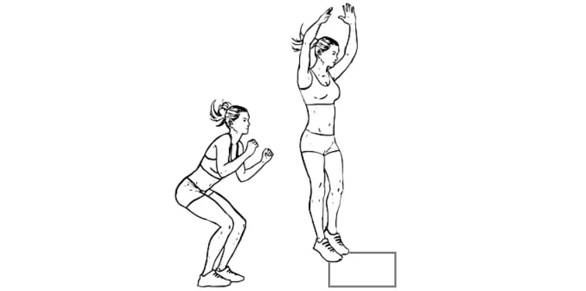 Mulher realizando exercício de panturrilha com apoio em caixa.