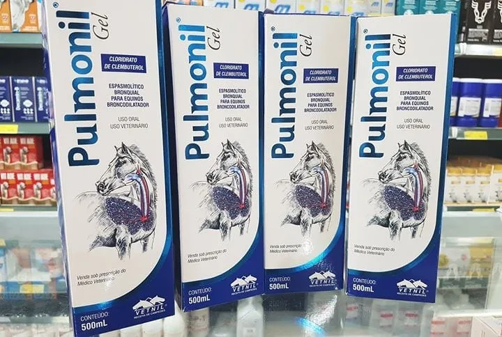 Caixas de Pulmomi Gel, broncodilatador para tratamento respiratório.